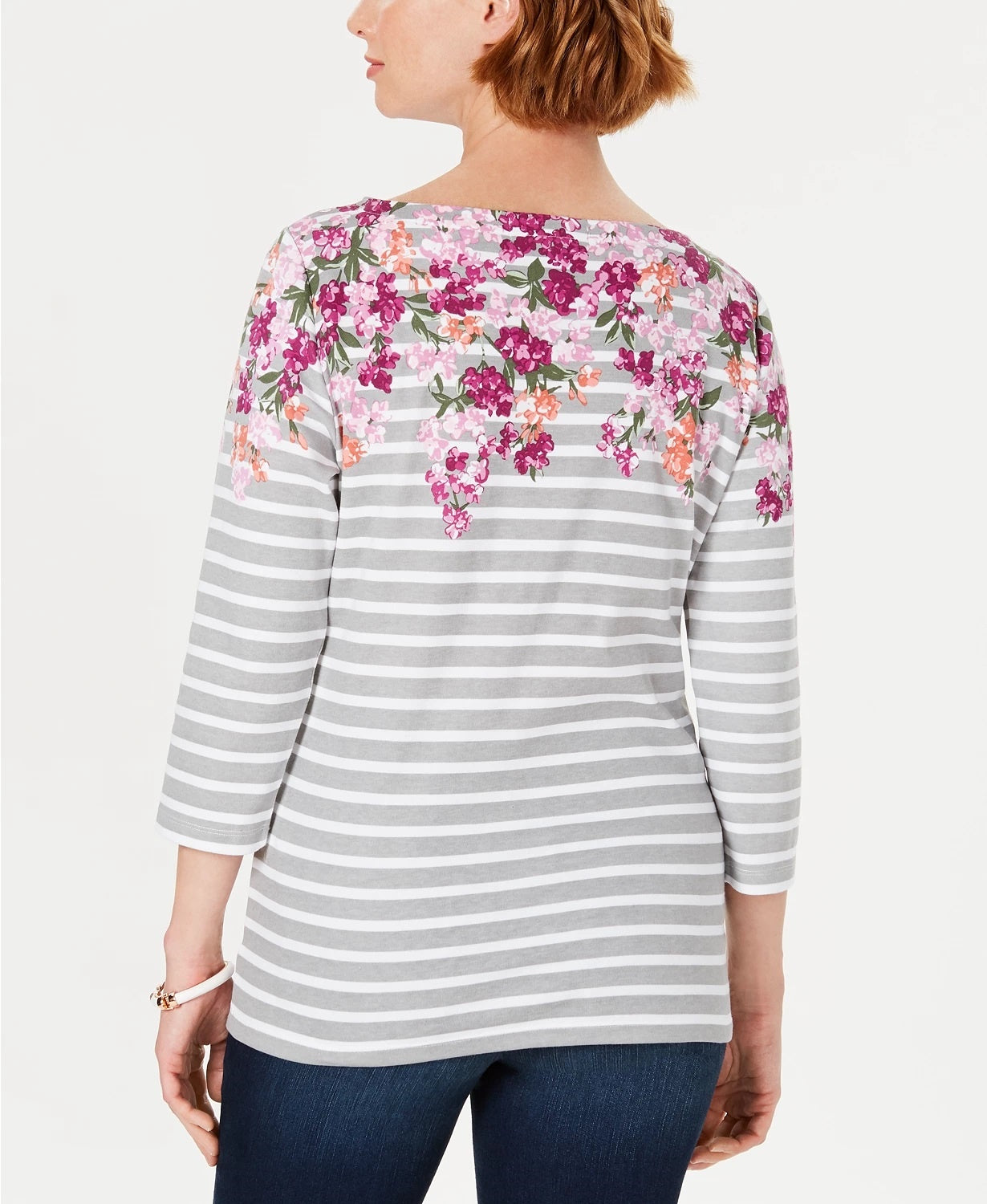 Karen Scott Blusa Feminina Estampada Manga Três Quartos Vermelha Tamanho Médio