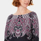 Karen Scott Blusa feminina Lile Paisley com decote canoa, preta, tamanho médio