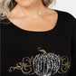 Karen Scott Blusa feminina de algodão com manga 3/4 e detalhes em preto, tamanho extragrande
