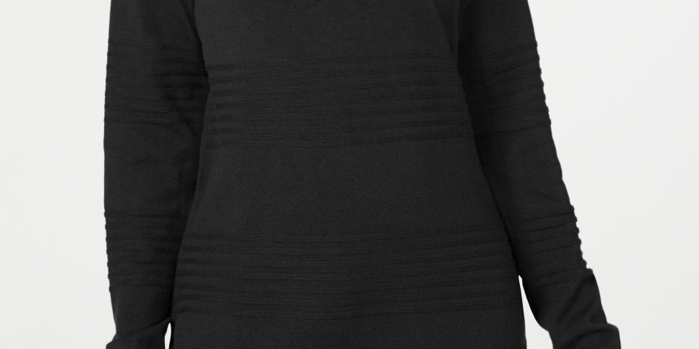 Karen Scott Suéter Feminino de Algodão com Canelado Preto Tamanho X-S