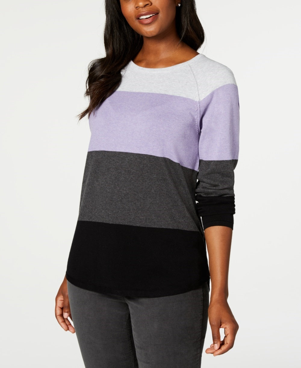 Karen Scott Suéter Feminino Colorblocked Roxo Tamanho XS