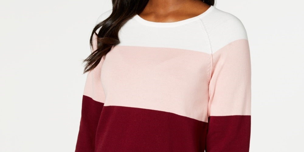 Karen Scott Suéter Feminino Colorblocked Vermelho Tamanho Grande