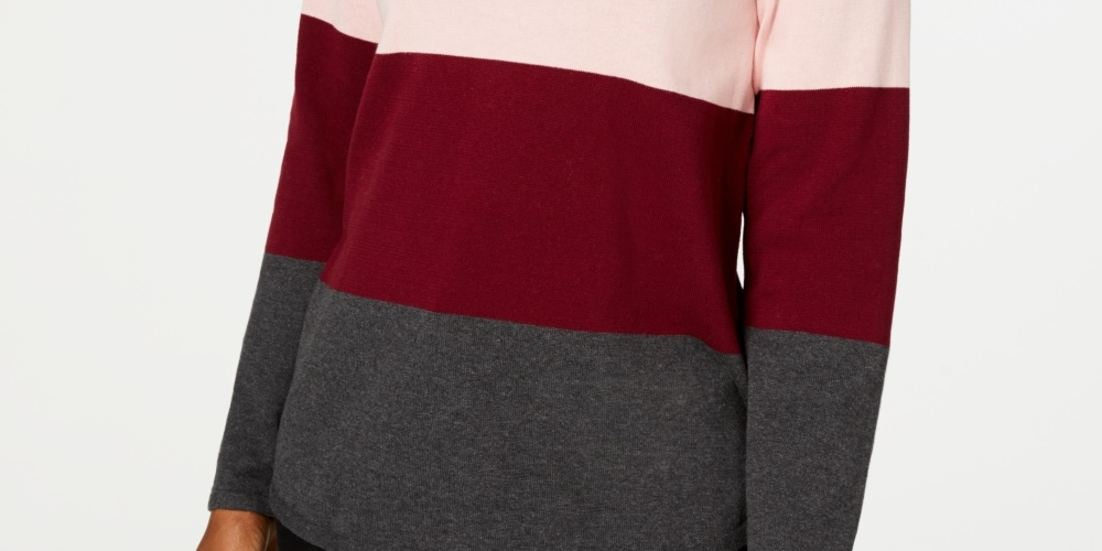 Karen Scott Suéter Feminino Colorblocked Vermelho Tamanho Grande