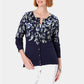 Karen Scott Cardigan Feminino Estampado Floral Azul Marinho Tamanho Médio