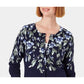Karen Scott Cardigan Feminino Estampado Floral Azul Marinho Tamanho Médio