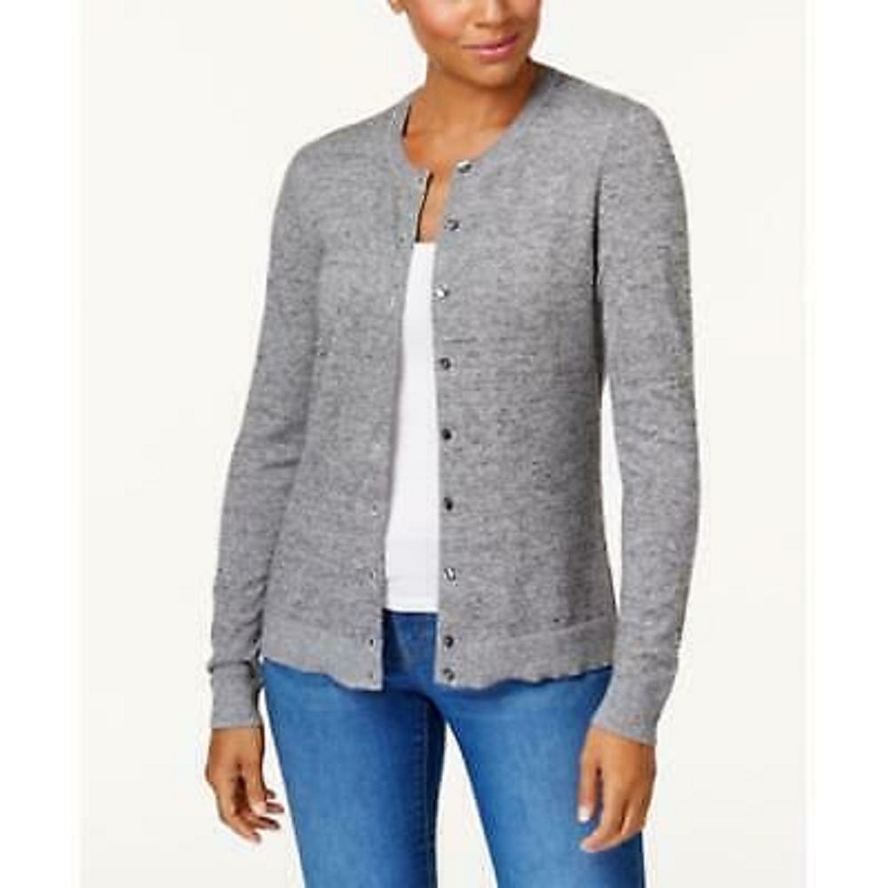 Karen Scott Cardigan Feminino com Botões Cinza Tamanho X-G