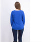 Karen Scott Blusa feminina de algodão mesclado com bainha curva, azul, tamanho X-S