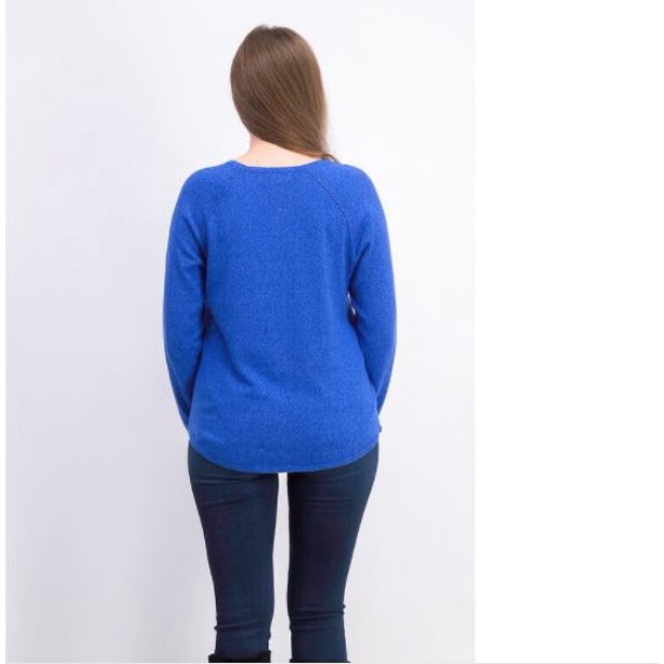 Karen Scott Blusa feminina de algodão mesclado com bainha curva, azul, tamanho X-S