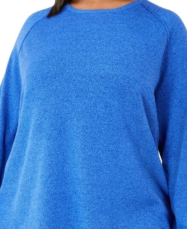 Karen Scott Suéter Feminino Curvo Bainha Azul Tamanho 1X