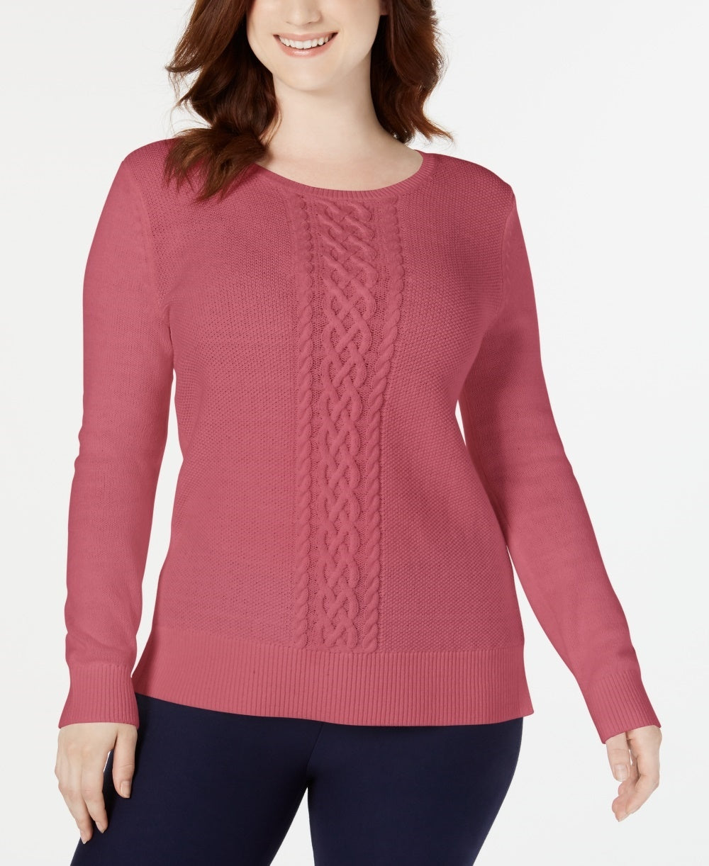 Suéter Karen Scott Feminino em Tricô com Cabo Rosa Tamanho Grande