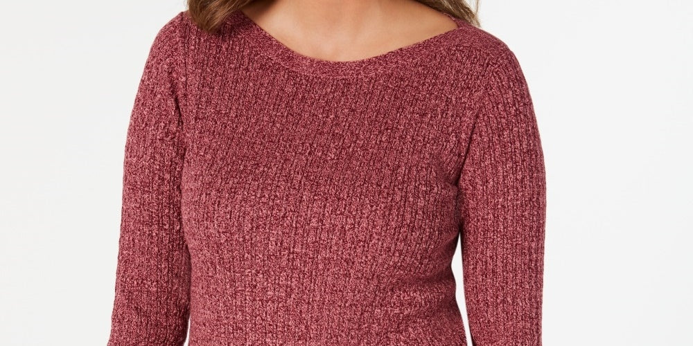 Karen Scott Suéter Feminino de Algodão com Gola Canoa Vermelho Tamanho X-G