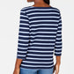 Karen Scott Top feminino esportivo listrado com estampa floral e jugo, azul marinho, tamanho XS