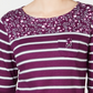 Karen Scott Blusa Listrada Floral Yoke Feminina Vermelha Tamanho Médio