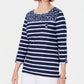Karen Scott Blusa feminina com bolso floral e listrado Ditsy, tamanho azul-marinho, pequena e pequena