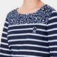 Karen Scott Blusa feminina com bolso floral e listrado Ditsy, tamanho azul-marinho, pequena e pequena
