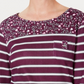 Karen Scott Top feminino pequeno com bolso floral e listrado, tamanho pequeno grande, vermelho