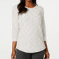Karen Scott Blusa feminina Petite Space-Dye com manga 3/4 cinza, tamanho pequeno pequeno