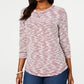 Karen Scott Blusa Feminina Space Dye Manga 3/4 Vermelha Tamanho Pequeno