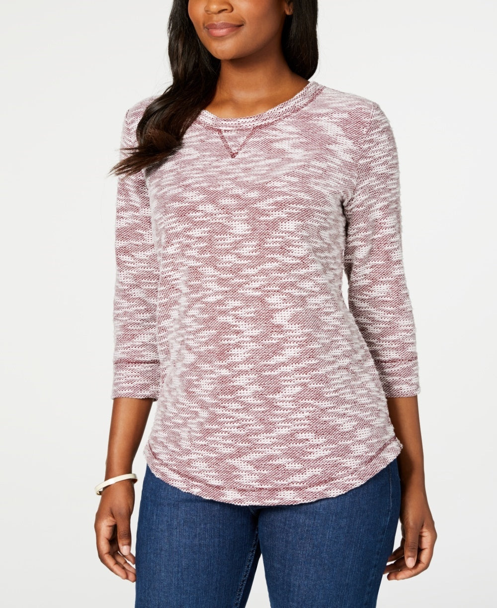 Karen Scott Blusa Feminina Space Dye Manga 3/4 Vermelha Tamanho Pequeno
