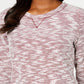 Karen Scott Blusa Feminina Space Dye Manga 3/4 Vermelha Tamanho Pequeno