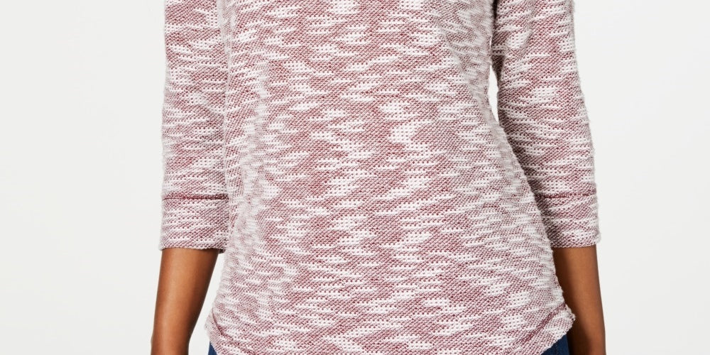 Karen Scott Blusa Feminina Space Dye Manga 3/4 Vermelha Tamanho Pequeno