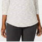Karen Scott Blusa Feminina Space Dye Manga 3/4 Branca Tamanho Pequeno Médio