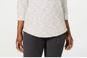 Karen Scott Blusa Feminina Space Dye Manga 3/4 Branca Tamanho Pequeno Médio