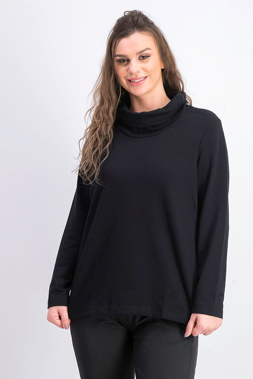 Karen Scott Top esportivo feminino com gola alta, preto, tamanho médio