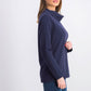 Karen Scott Top esportivo feminino com gola alta, azul escuro, tamanho pequeno