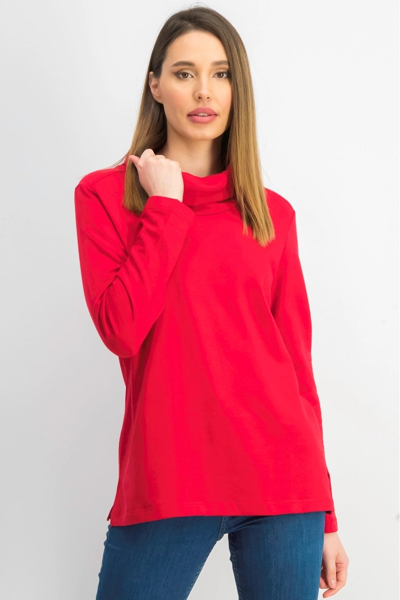 Karen Scott Nova Camisa Gola Alta Manga Longa Top Vermelho Tamanho XS