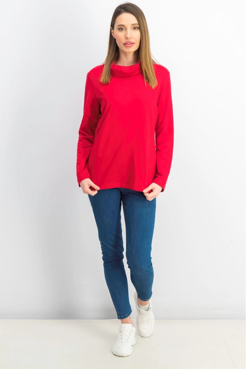 Karen Scott Nova Camisa Gola Alta Manga Longa Top Vermelho Tamanho XS