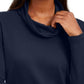 Blusa feminina Karen Scott de manga comprida mesclada e gola alta, azul, tamanho pequeno e pequeno