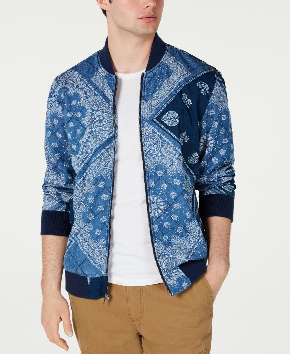 Jaqueta bandana acolchoada masculina American Rag, azul, tamanho médio