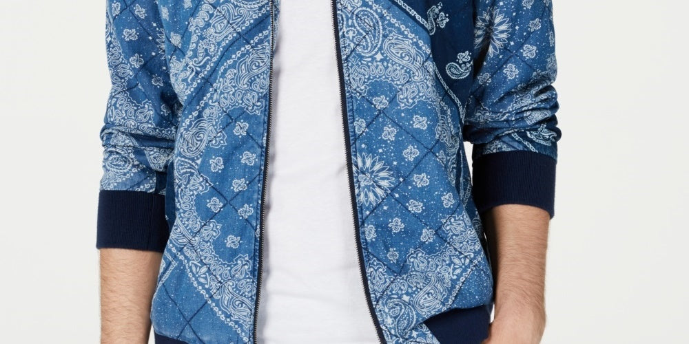 Jaqueta bandana acolchoada masculina American Rag, azul, tamanho médio