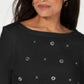 Karen Scott Top Feminino de Algodão com Ilhós Preto Tamanho P