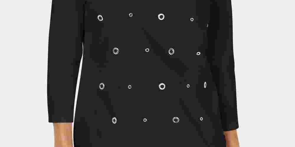 Karen Scott Top Feminino de Algodão com Ilhós Preto Tamanho X-S