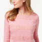 Karen Scott Blusa Feminina Listrada com Decote Quadrado e Renda Rosa Tamanho P