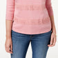 Karen Scott Blusa Feminina Listrada com Decote Quadrado e Renda Rosa Tamanho P