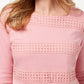 Karen Scott Blusa feminina listrada com decote quadrado e renda, rosa, tamanho extragrande