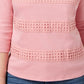 Karen Scott Blusa feminina listrada com decote quadrado e renda, rosa, tamanho extragrande