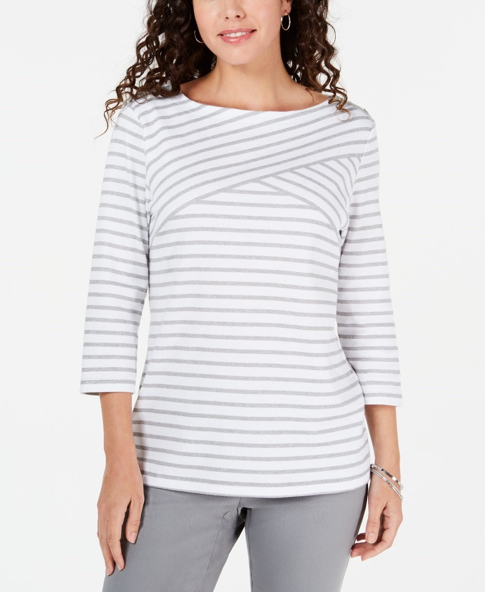 Karen Scott Blusa Listrada Feminina Branca Tamanho X-G