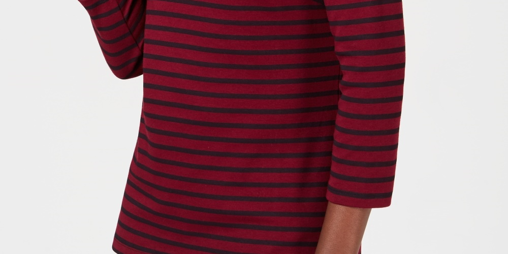 Karen Scott Blusa Listrada Feminina Vermelha Tamanho Pequeno Pequeno