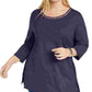 Túnica feminina Karen Scott Plus Size com recorte nas costas e decote em V, roxa, tamanho 0X