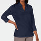Karen Scott Top Feminino de Algodão com Ilhós e Jugo Azul Marinho Tamanho XS