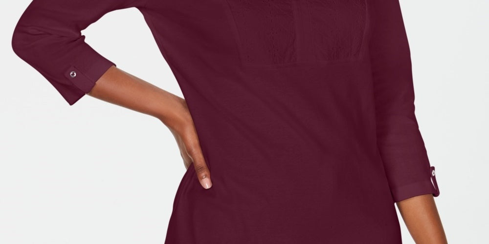 Karen Scott Top Feminino de Algodão com Ilhós e Jugo Vermelho Tamanho XS