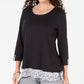 Karen Scott Top Feminino Petite Estampado Preto Pequeno
