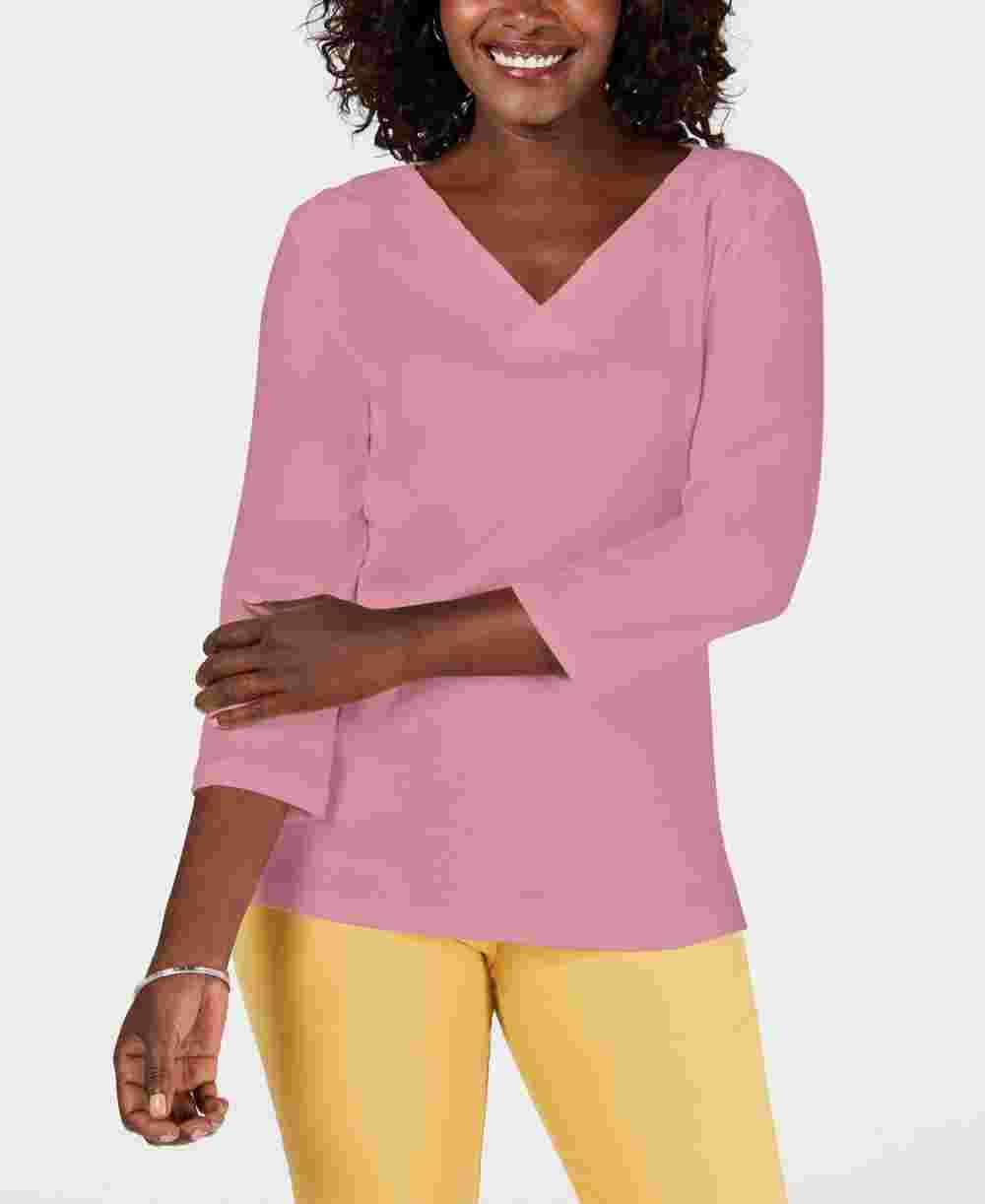 Karen Scott Top Feminino com Acabamento em Ilhós Rosa Tamanho XS