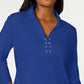 Camisa feminina Karen Scott de algodão com cadarço, azul ultra, tamanho pequeno