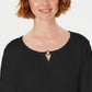 Blusa feminina Karen Scott com manga três quartos, preta, tamanho pequeno