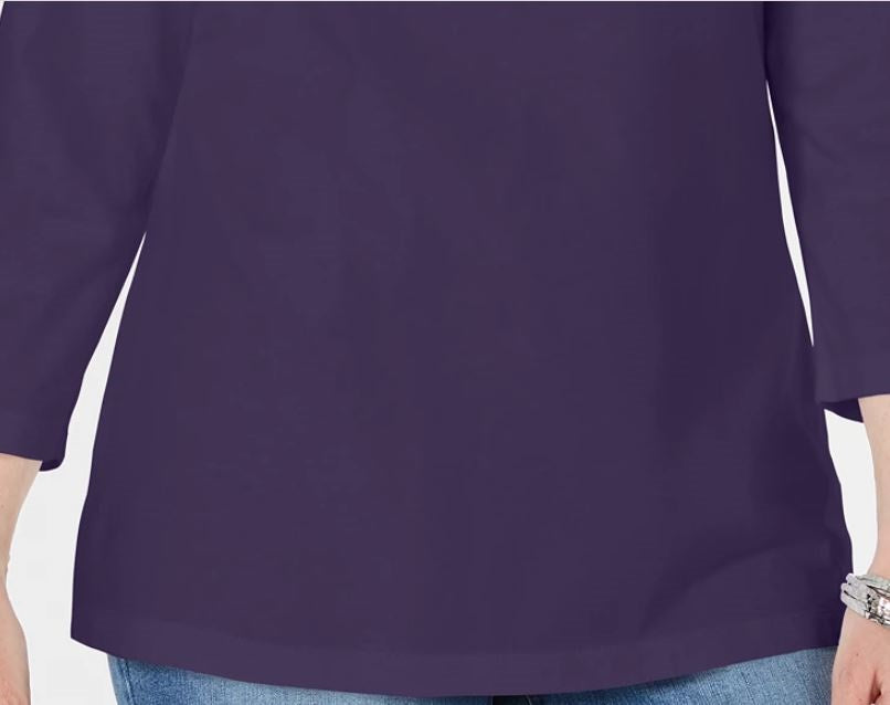 Karen Scott Blusa feminina manga três quartos roxa tamanho pequeno